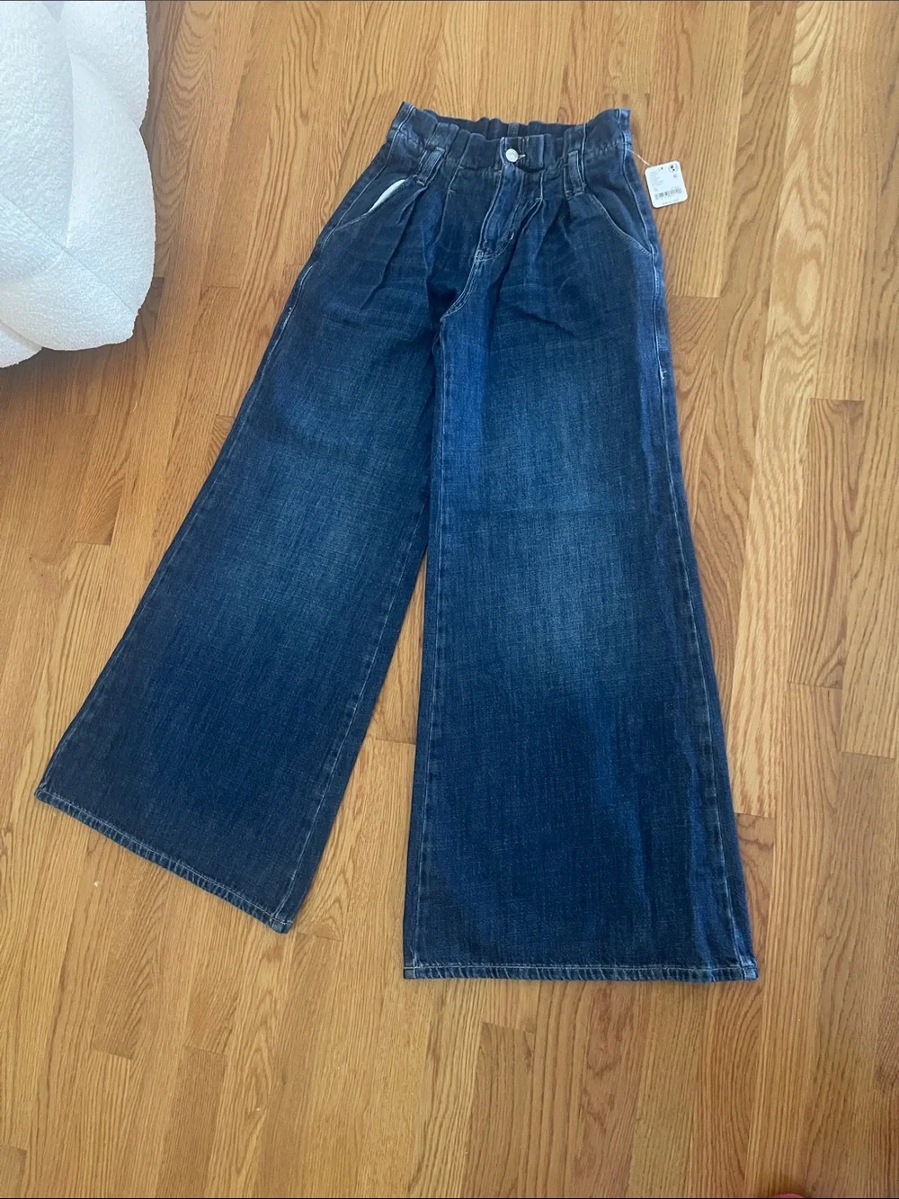 Free People Dark Blue Wide Leg High-Rise Jeans